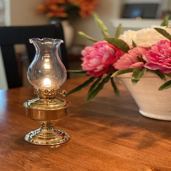 Set of 2 Home Decor German Brass Table Oil Lamp Fireplace Lamp