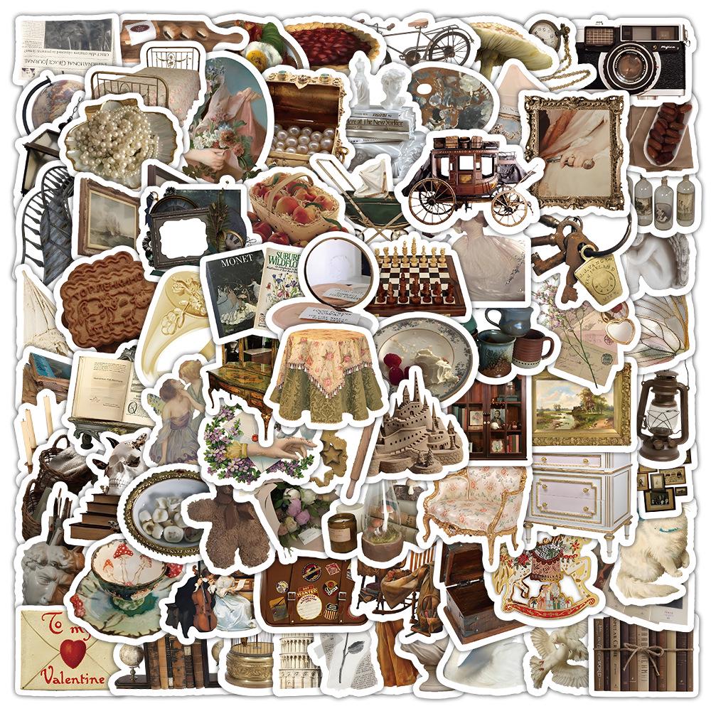 60 listů vícebarevných samolepek ve stylu INS: Realistické malé předměty v modré, růžové, fialové, žluté a zelené barvě