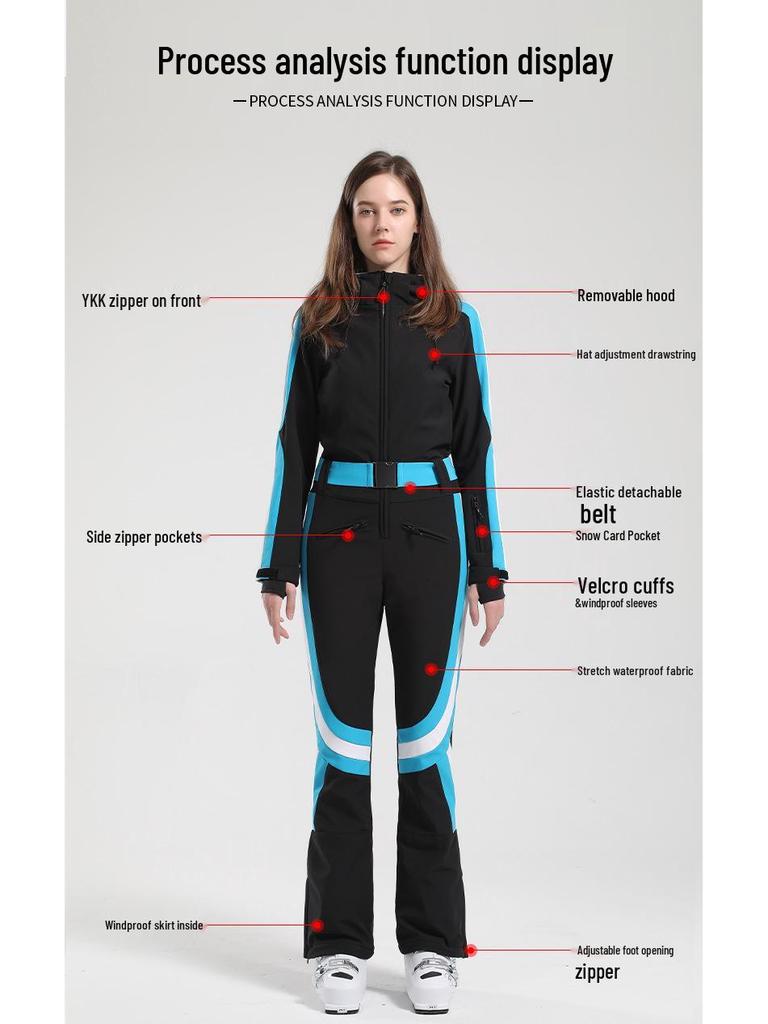 Dámská jednodílná lyžařská kombinéza GsouSnow Slim Fit v korejském stylu - Voděodolná, větruodolná a prodyšná pro teplo