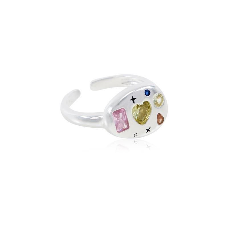 Colorful Inlaid Zirconia Ultra Sparkling Adjustable Ring For Women With Unique Design Fashion