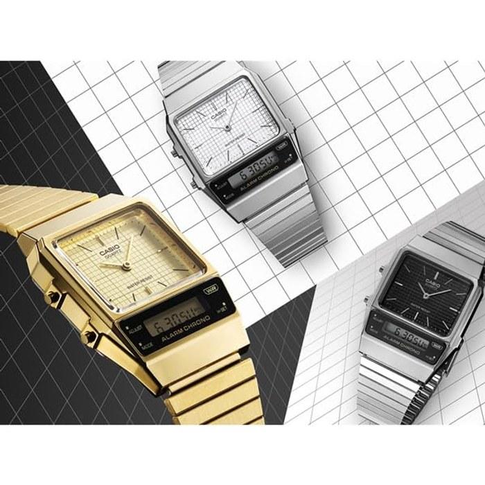 Casio Watch Standard AQ-800E-1A Silver Retro Modern Design (Imported) Black