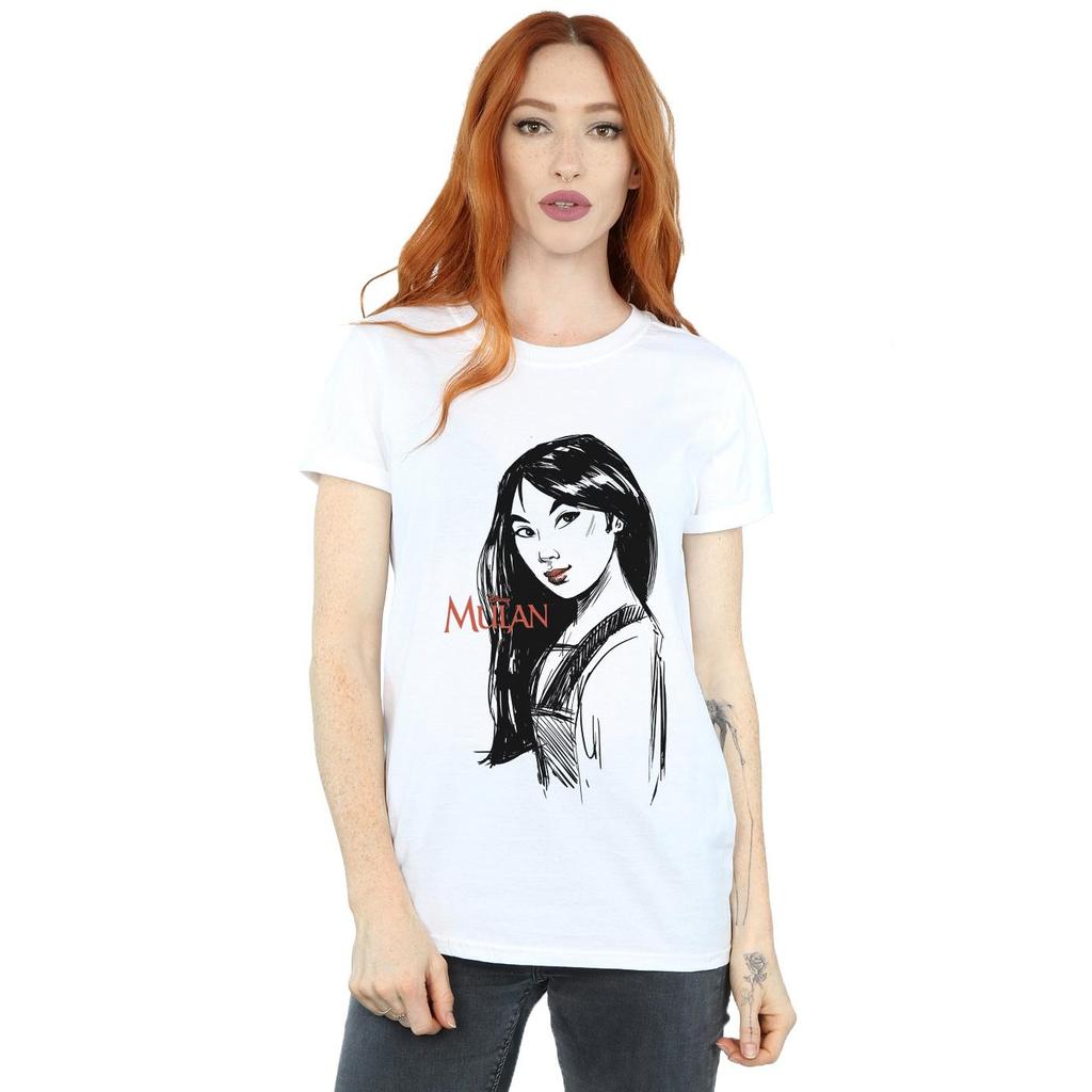 Disney Womens/Ladies Mulan Sketch Cotton Boyfriend T-Shirt