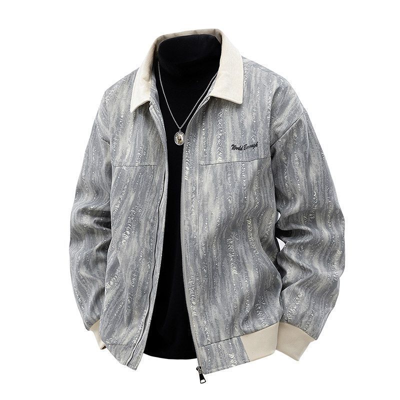 Spring and Autumn New Lapel Trendy Jacket Retro Loose Tie-Dye Casual Work