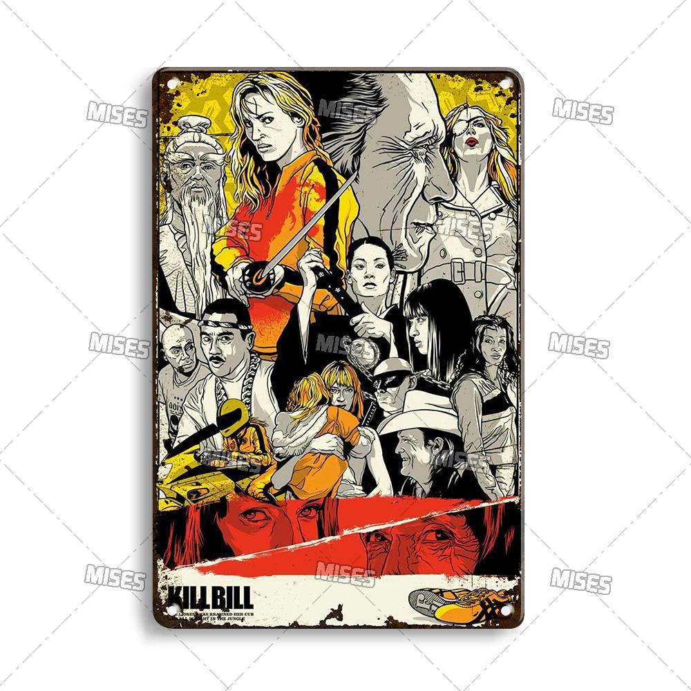 MISES Kill Bill:Sv.1 Klasický filmový bar Kovová cedule Vintage plakát Rezavý kovový talíř Průmyslový dekor Domov Kavárna Klub Kovová plaketa