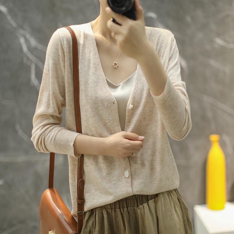 Pulover de lână de damă Qinghe cașmir 50% mătase 50% lână cardigan de lână toamnă și iarnă moale și calduroasă