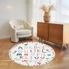 Alfombra Redonda de Felpa con Flores y Letras ABC de Colores para Niños, Tapete de Juego Educativo Antideslizante para Guardería, Habitación Escolar, Cubierta de Piso Divertida Educativa
