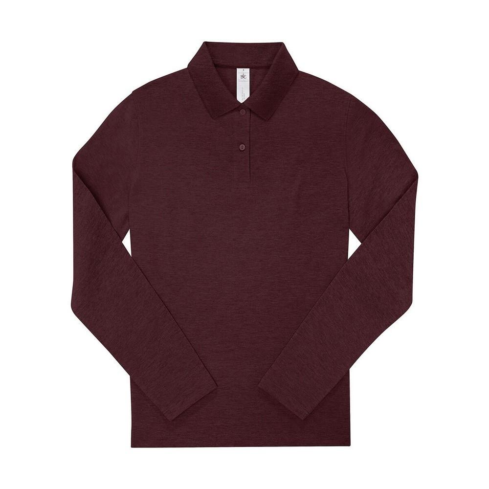 B&C Womens/Ladies My Polo 210 Heather Long-Sleeved Polo Shirt