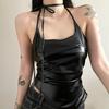 # Sisjuly# Cool Asymmetrical Elegant Silm PU Leather Halter Strap for Women Easiest for Match Tops