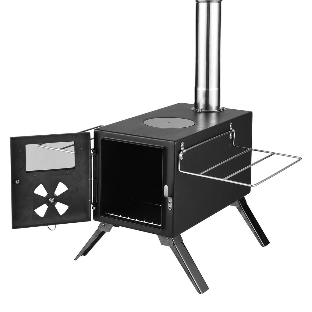 Wood Burning Stove Portable Camping Outdoor Fire Pit Black Stainless Steel Tent Stove for Cooking &