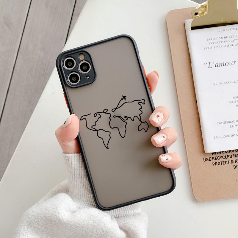 

Забавный чехол для телефона с картой путешествий для iPhone 16 15 12 11 13 14 Pro XS MAX XR X 7 8 Plus Милый принт с самолетом Мягкая задняя крышка Fundas iphone 16Pro