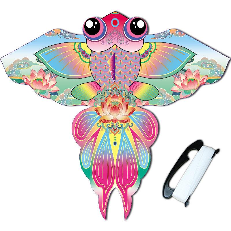 

Traditional Triangular Polyester Goldfish Kite With Glass Fiber Frame For Outdoor Kids Play зелений