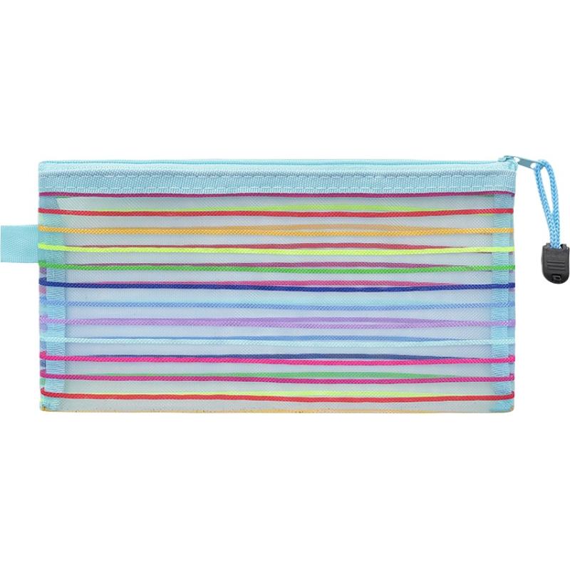 Colorful Mesh Zipper Pouch Bags Transparent Pencil Case Makeup Cosmetic Storage Bag Travel Organizer Stationery Office School