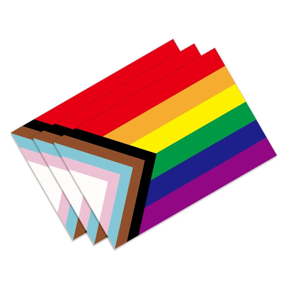 

3pcs Rainbow Flag Intersex Inclusive Progress Pride LGBT Stickers PVC Waterproof Auto Styling Decals Car Exterior Accessories 6x4cm