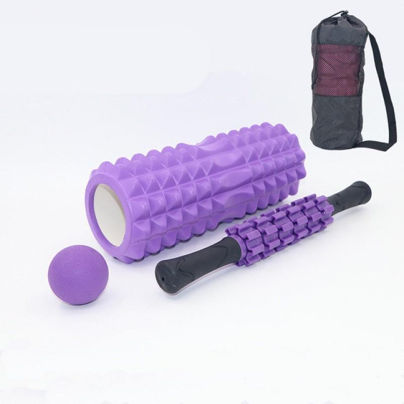 33cm Crescent-Shaped Foam Roller Set With Spiky Massage Stick Myofascial Release Ball Yoga Pilates Fitness Recovery