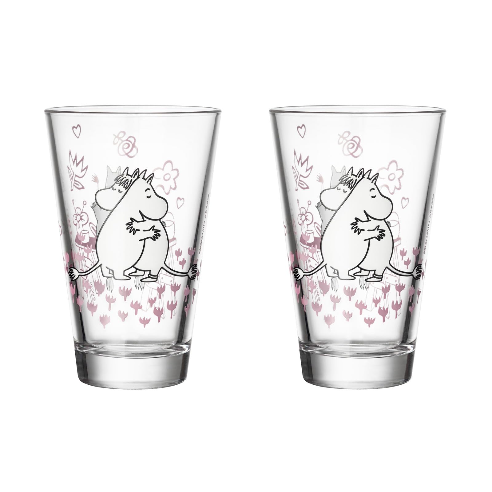 [Official Import] Moomin Arabia Classic LOVE Tumbler Pair, Pink, Approx. 300ml Capacity