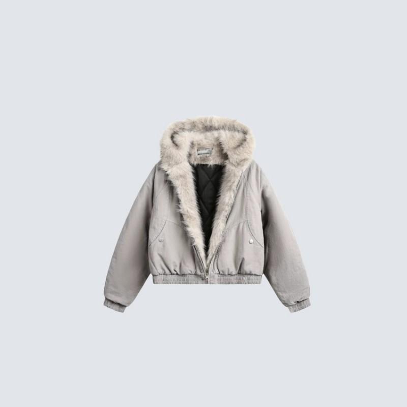 Winter Vintage American Style Padded Hooded Coat Men Women Solid Color Workwear