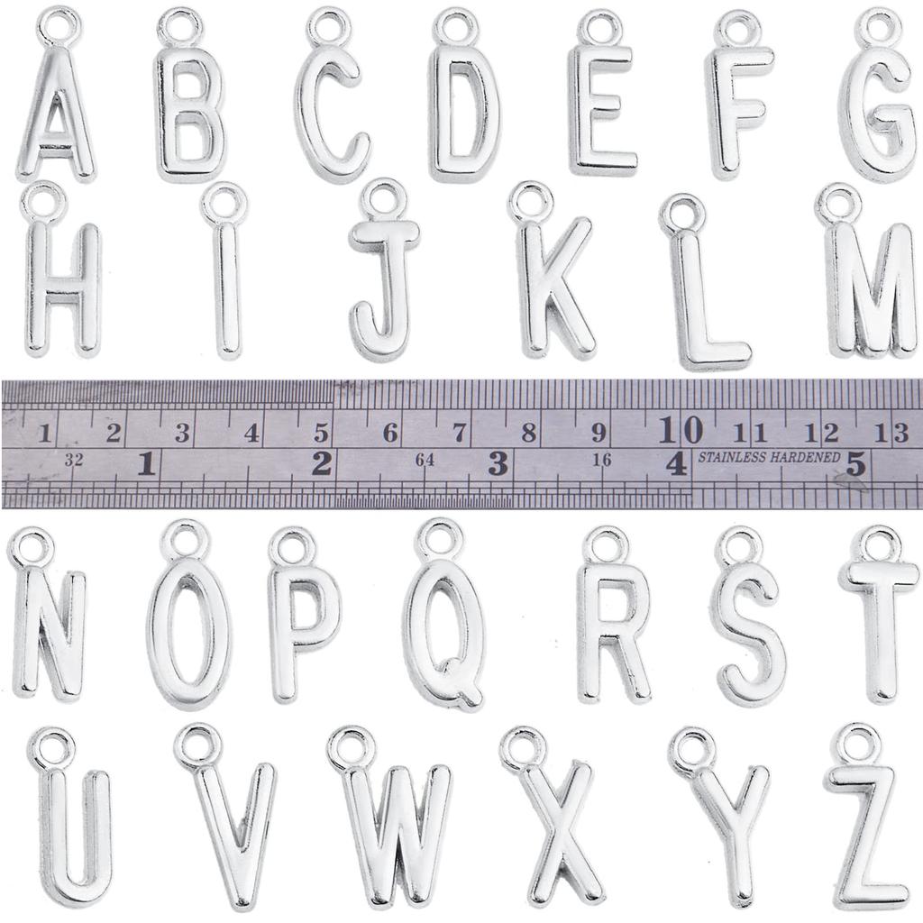 26pcs Charms Alphabet MIxed A- Z Letters Antique Silver Color Pendants Making DIY Handmade Necklace Earrings Finding Jewelry