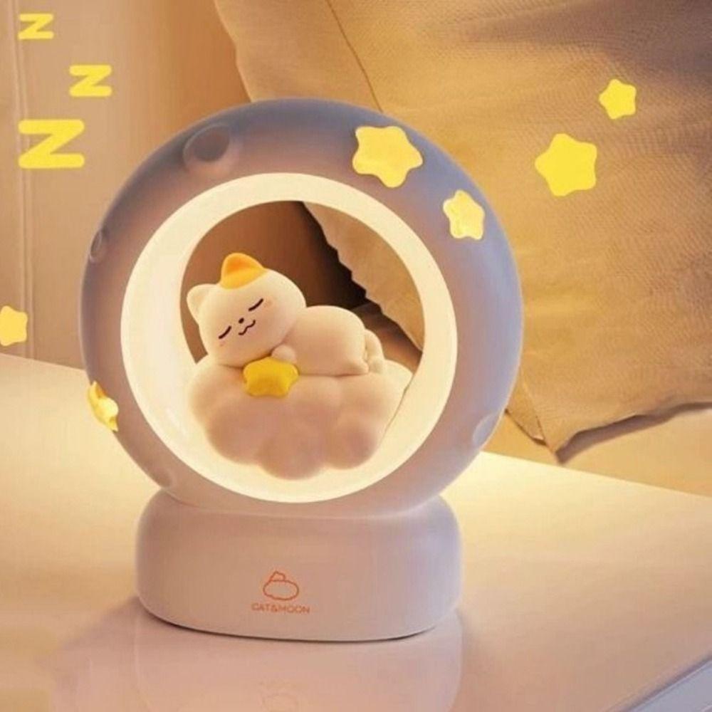 USB Charging Rabbit Cat Night Light Soft Light Adjustable Brightness Cartoon Rabbit Lamps Decorative Eye Protection