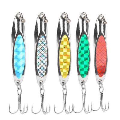 5 Pcs Colorful Sequin Metal Artificial Fishing Lure Bait Sea Fishing Tackle Hard Lures with Hooks