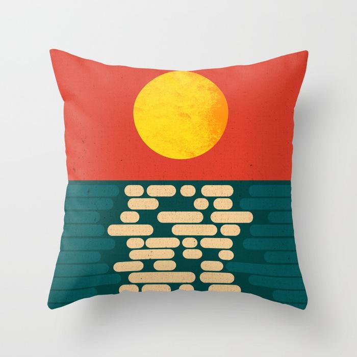 Car Waist Pillow Sofa Pillow Case Cartoon Sunrise Pattern Car Cushion Pillow Soft