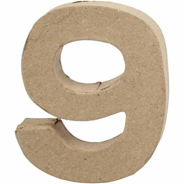 Decorative Object - Creative - Number 9 - Paper Mache - 20.5 Cm - Brown