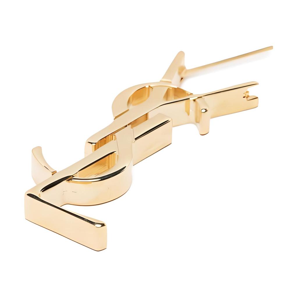 Saint Laurent Sculpted Single Logo Decorated Brass Earrings Women earrings Gold 746670Y15008030