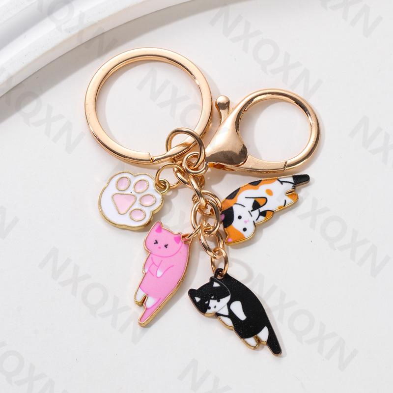 Kawaii Cat Keychain Pet Paw Key Ring Animal Footprint Key Chains Souvenir Gifts For Women Men Cay Keys DIY Handmade Jewelry