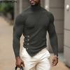 Herbst Herren Rollkragen Langarm Seite Kreuz Unregelmäßige T-Shirts Tops Unterhemden