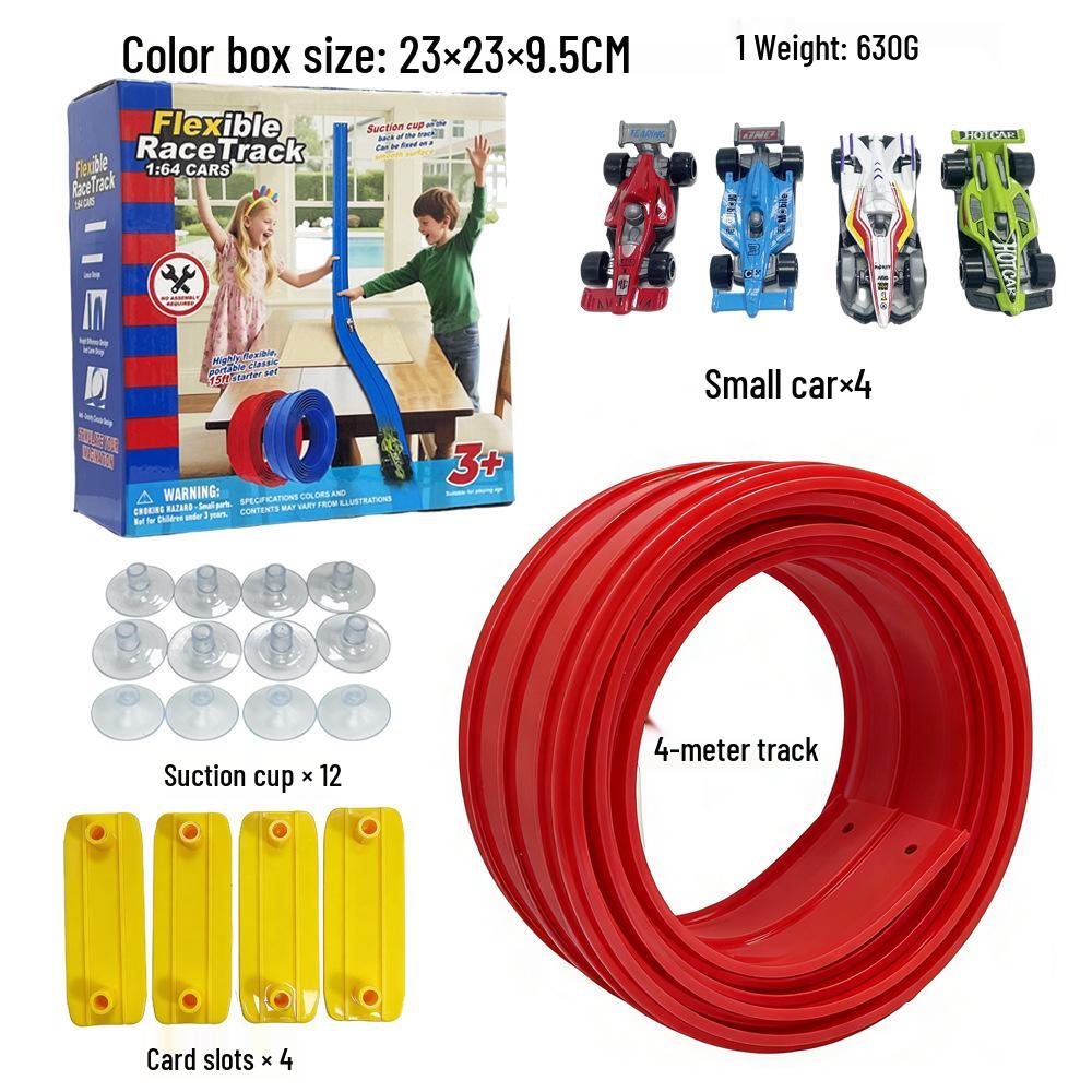 DIY Double Rail PVC Track Set with Alloy Gliding Cars - Creative Toy Car Set