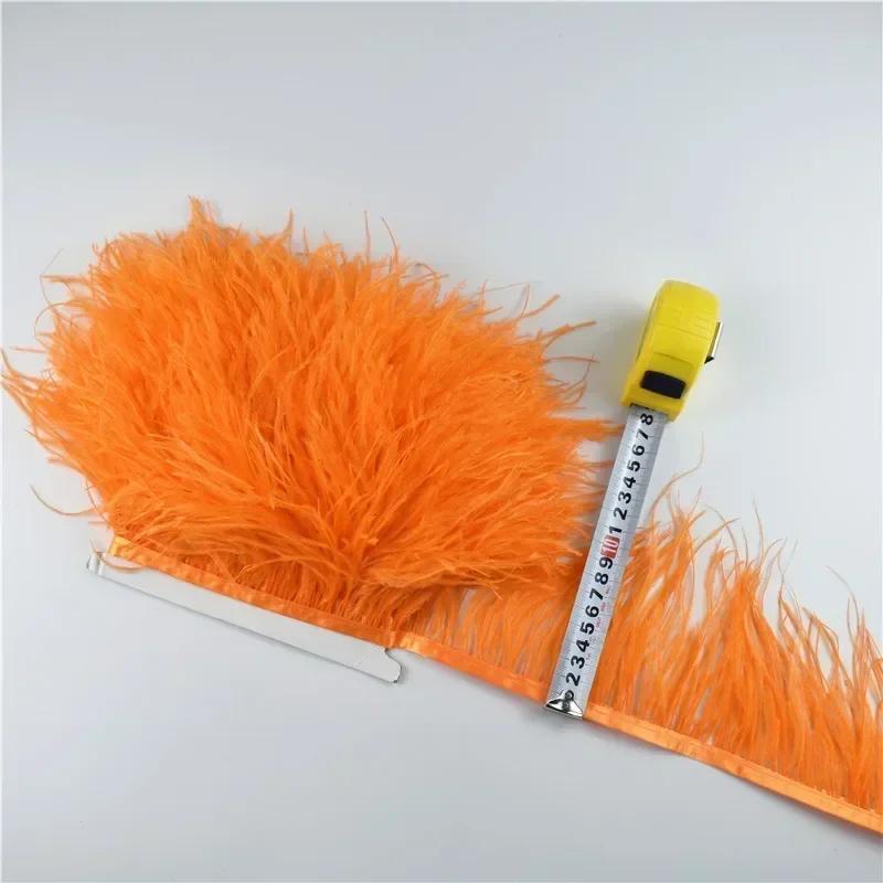 Pluma1Metro Plumas de Avestruz de Colores sobre Cinta Fleco Borla Adorno Cinta 10-15cm 4-6" Adornos de Plumas Blancas Decoración para Decoración de Ropa