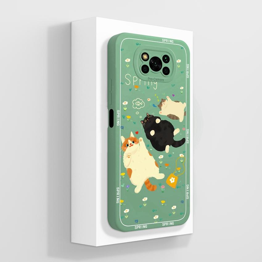 Phone Case For Xiaomi Poco X3 X5 X6 X7 C40 C50 C51 C55 C71 C75 Cute Cat Soft Covers Lens Protection Liquid Silicone Anti Slip Shell For Xiaomi Housing