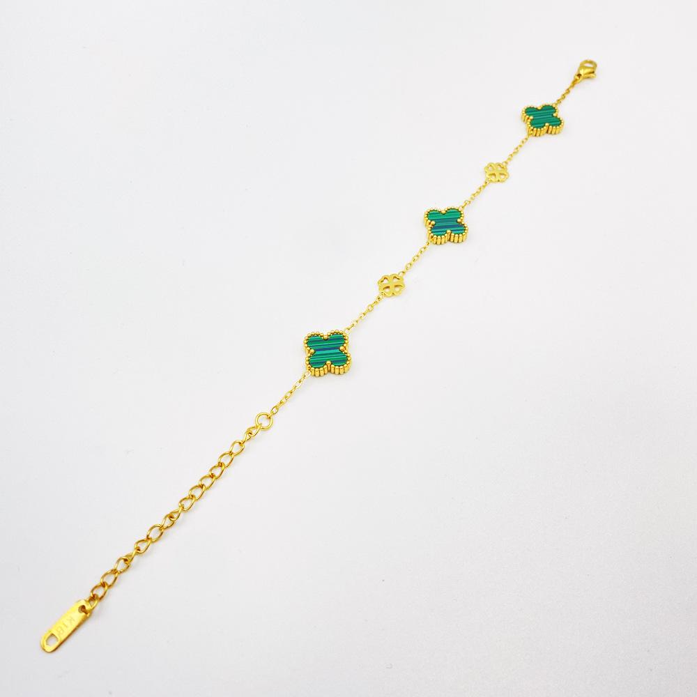 13MM Fresh Department Example Titanium Steel Fashion Four-leaf Clover Bracelet Double-sided Ladies Bracelet