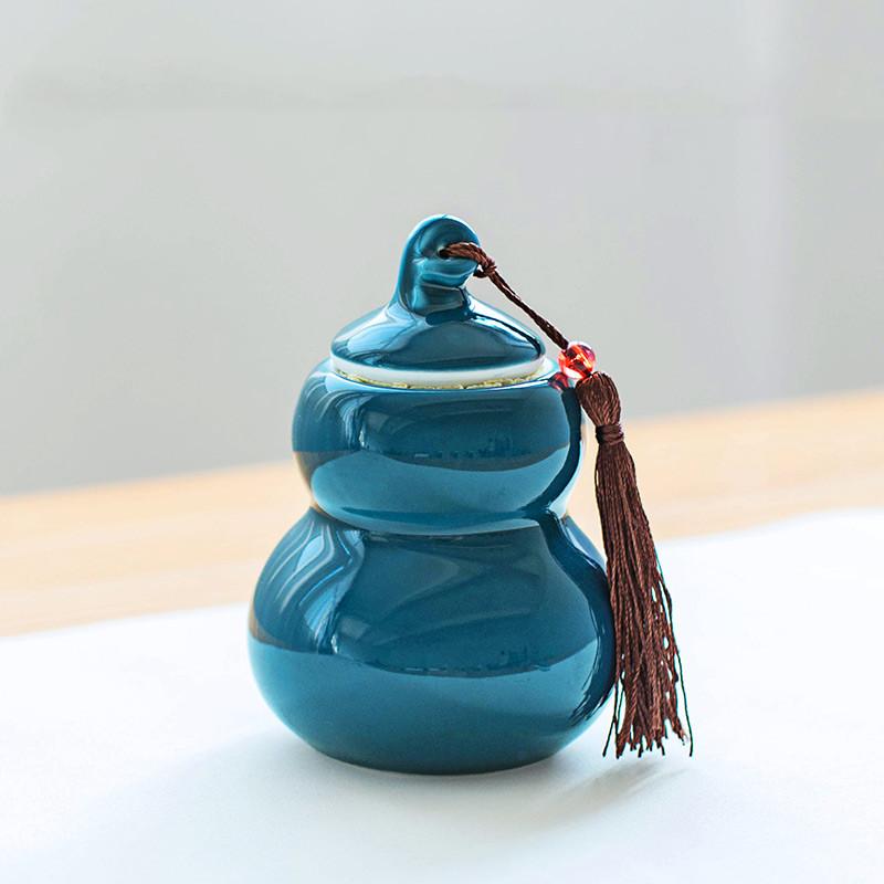 Portable Color celadon gourd tea caddy sealed storage tank travel Tea Boxes Ceramic tea tin containers coffee canister Candy jar