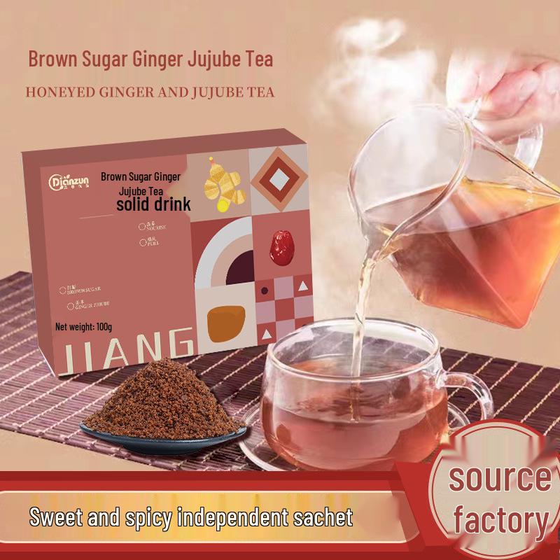 Brown Sugar Ginger Tea with Red Dates and Goji Berry - Instant Drink, Portable Single Pack
