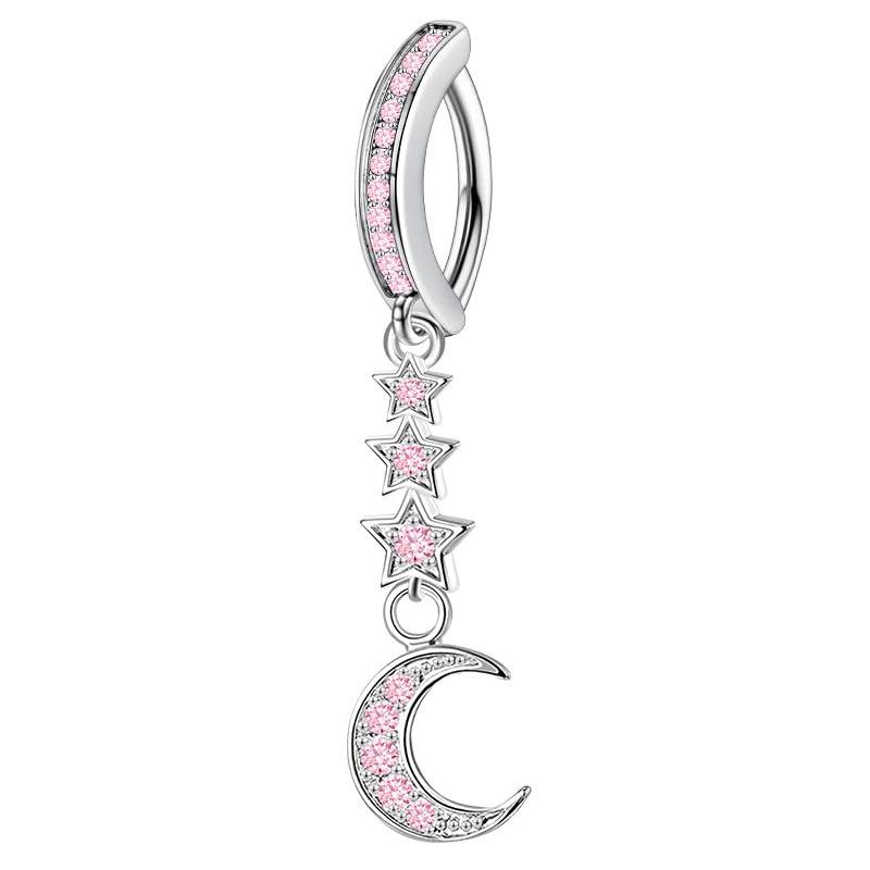 Joyas para Piercing de Ombligo Mariposa Rosa Mujeres Barra de Ombligo con Circonita Moda Anillos de Ombligo Curvos Inversos de Cristal Piercing Ombligo
