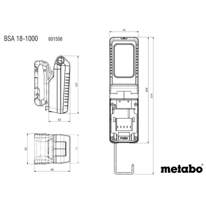 Metabo BSA 18-1000 Projecteur de chantier 1000 lm 601508850