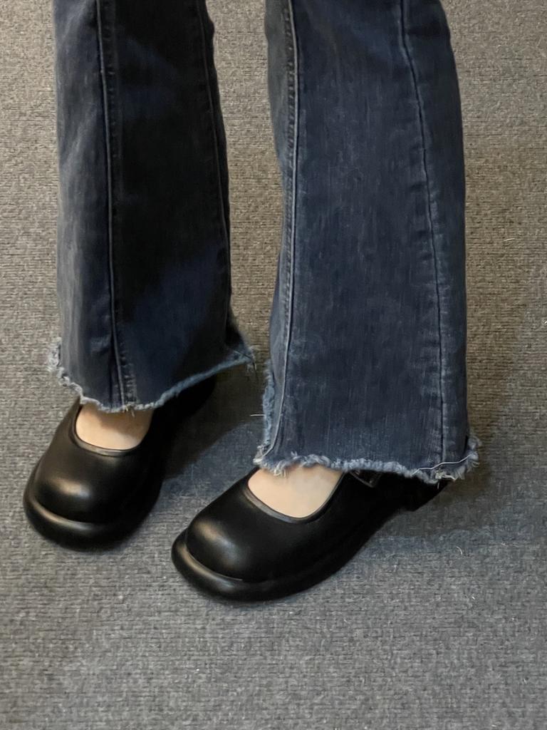 Baotou half-drag women wear thick skirts, French heightening one pedal, with new bottom Mary Jane cool slippers 2025