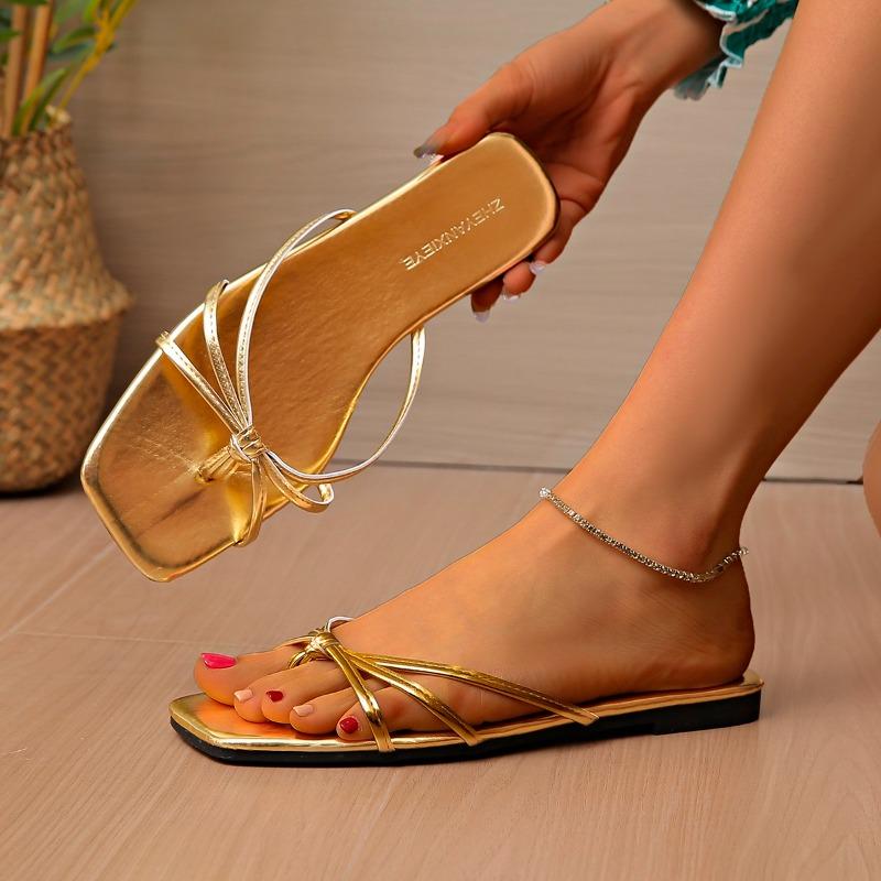 Women'S Slipper Casual Solid Crystal Roman Flat Slippers Sandals Shoes Women'S Outdoor Beach Sandals