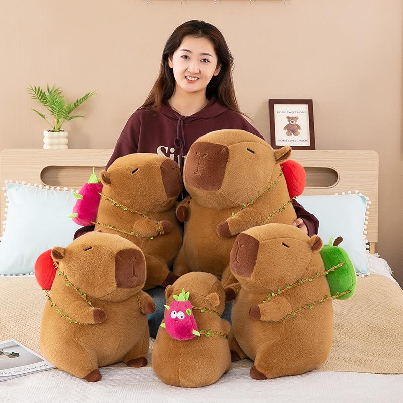 

Big Capybara Plush Toy Pillow Backpack with Fruit Design 22cm [0.22kg]