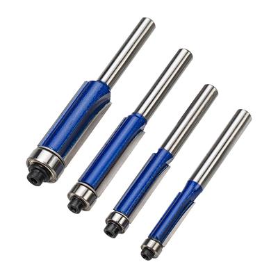 4 Stück 1/4 Zoll Schaft Oberlager Bündigfräser Hartmetall Schaftfräser Fräser Trimmfräser Holzbearbeitungswerkzeug