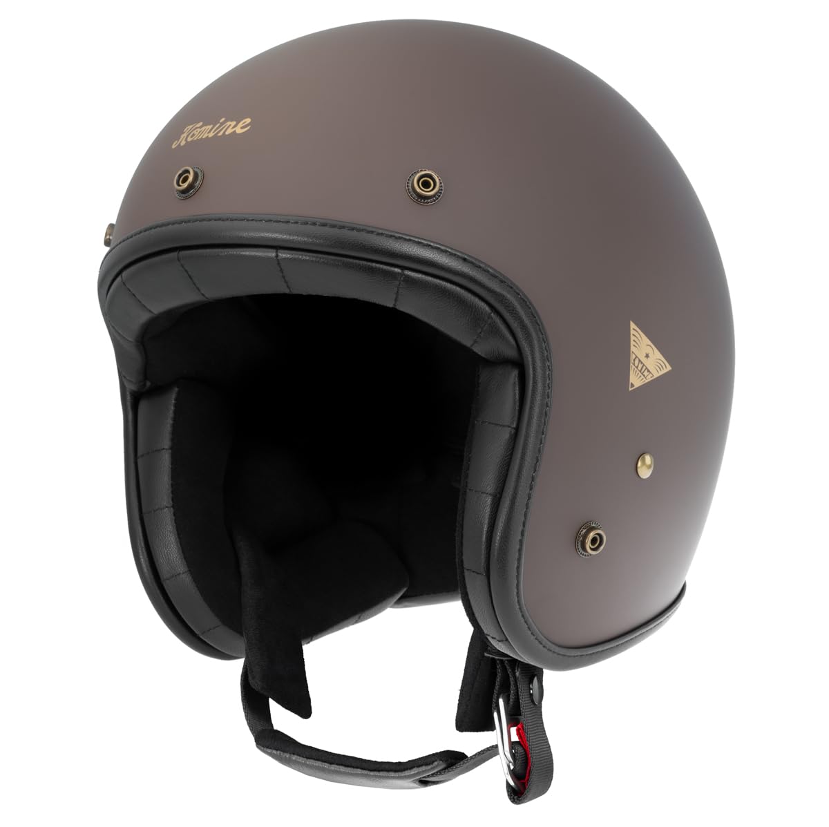 

KOMINE Heritage Leather Jet Helmet for Mat M HK-195 Motorcycles, Brown,