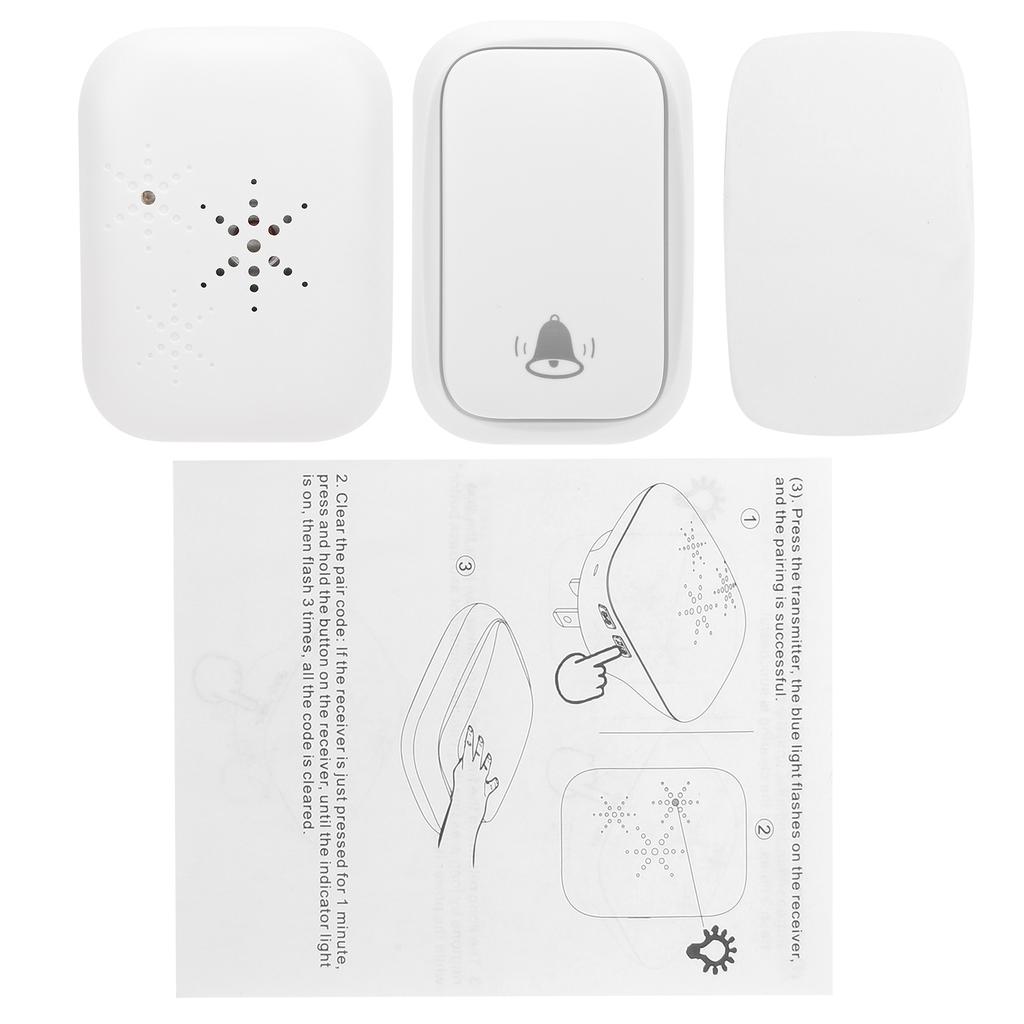 Battery Free Wireless Doorbell Remote Control 150m Range 38 Melodies 433MHZ ABS AC