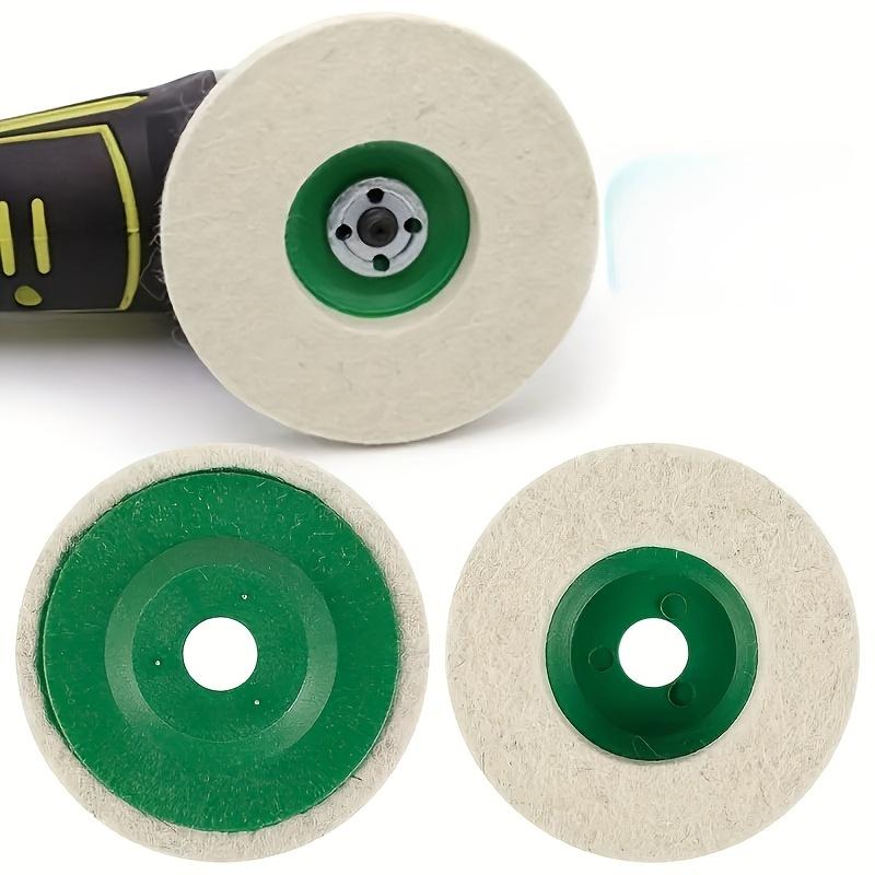 4PCS Round Wool Felt Disc Wheel Pad Buffing Wheels for 100 Angle Grinder Buffing Polishing Buffer Bore Dia-White & Green