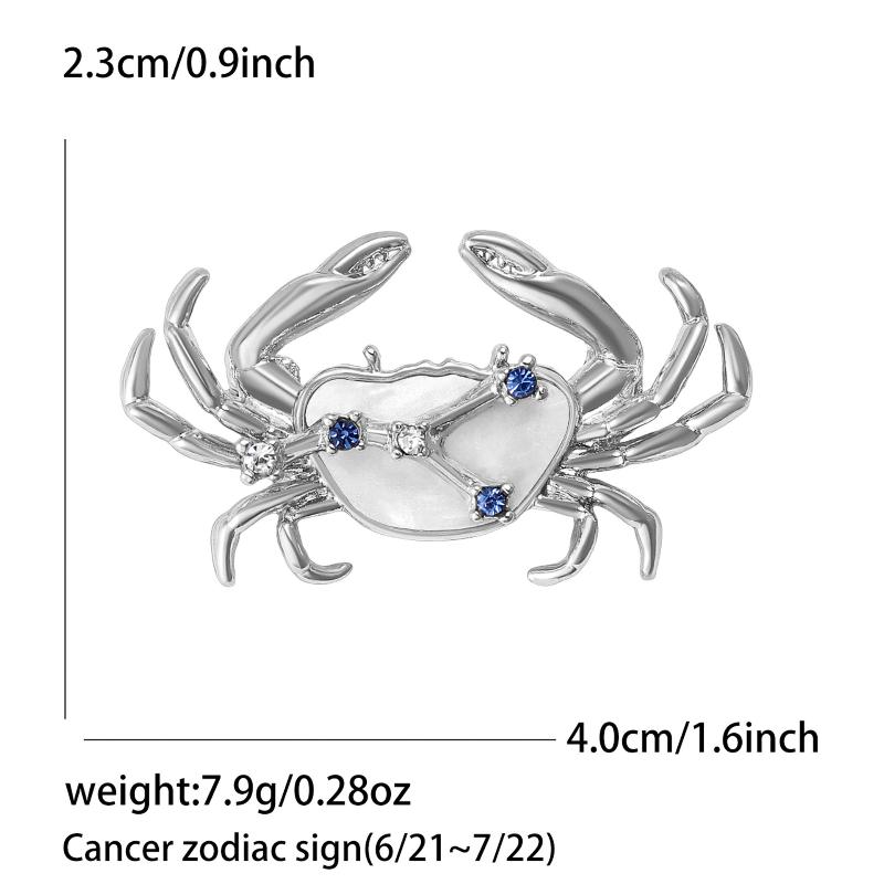 1 Piece Elegant Zodiac Jewelry Accessory Creative Animal Cancer  Star Crab Brooch Pins For Men And Women Gift