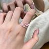New Chinese-Style Enamel-Colored Cherry Blossom Openable Adjustable Rings For Women Sweet Temperament Stainless Steel Jewelry