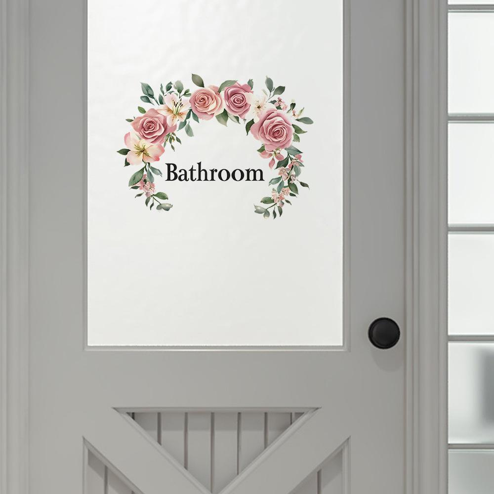 English Slogan Rose Bathroom Home Background, Beautification Wall Stickers