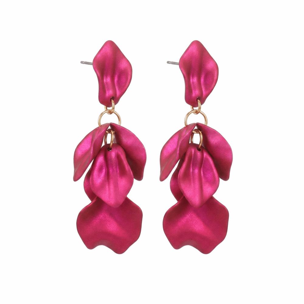 Zinc Zinc Alloy Petal Tassel Earrings Sweet Dangle Earrings Bohemian Style Acrylic Drop Earrings Party Wear розы красного