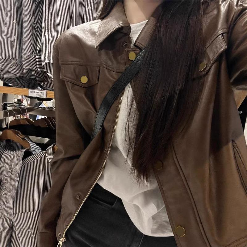 Women S Short Pu Leather Jacket Casual Style Ladies Outerwear