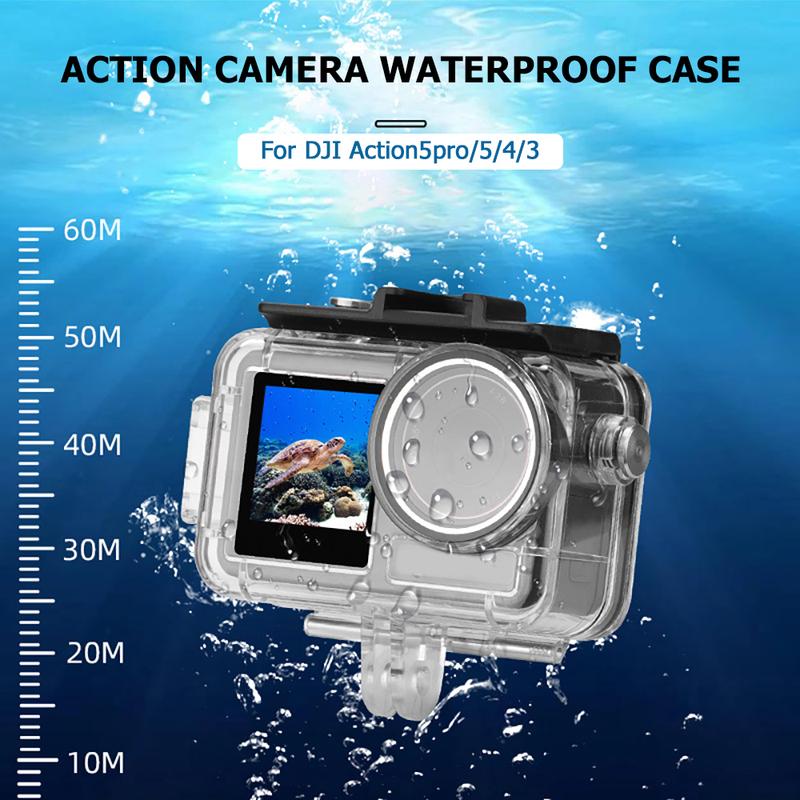 Underwater 45M Waterproof Case Diving Housing Protective Shell For DJI OSMO Action 5Pro Action 3 4 Sports Camera Accessories