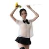 Sexy Clothes Pure Desire Bow Short Skirt School Girl Uniform Free Cute College Style Sailor Suit Transparent Suit